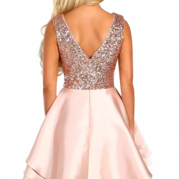 Heart Broken Pink Gold Sequin Multi Layer Skater - Picture 4 of 8